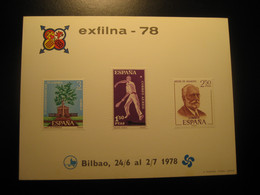 BILBAO Vizcaya 1978 Exfilna Guernica Tree Pelota Vasca Game Unamuno Engraving Card Proof SPAIN Document - Ensayos & Reimpresiones