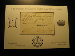 BARCELONA 1973 Simposium Nacinal Sobre Marcas Postales Engraving Card Proof SPAIN Document - Probe- Und Nachdrucke