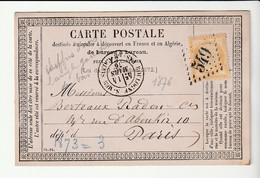 Carte Précurseur Avec Cérès N°55, G.C.549, Boulogne Sur Mer, 1876 - 1871-1875 Ceres