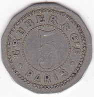 75 Paris Jeton Gruber & Cie 5 Centimes, En Maillechort Dodécagonal - Monétaires / De Nécessité