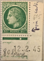 Cérès : Un Timbre 675 (variété) En Coin Daté 1945 - Nuovi