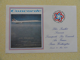 BLOC FEUILLET SOUVENIR TRANSPORTE A BORD DE CONCORDE LORS DU VOL INAUGURAL PARIS/WASHINGTON DU 24/05/76 500 EXEMPLAIRES - Concorde