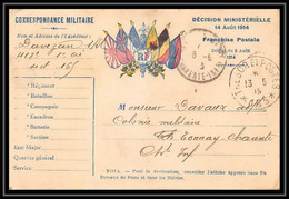 42455 Carte Postale En Franchise 6 Drapeaux Au Centre Decret Du 3 Aout 1914 Secteur 185 Guerre 1914/1918 War Postcard - Guerra De 1914-18