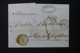 FRANCE - Cachet  D'entrée " Bade - Strasbourg Amb.B " Sur Lettre De Stuttgart En 1857 Pour Montpellier - L 130782 - Marques D'entrées