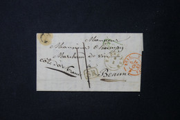 FRANCE - Cachet Rouge D'entrée De Belgique Par Valenciennes En 1843 Sur Lettre Pour Beaune - L 130788 - Marques D'entrées