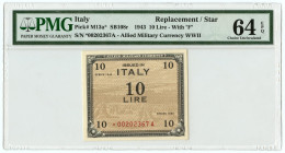 10 LIRE OCCUPAZIONE AMERICANA IN ITALIA MONOLINGUA ASTERISCO 1943 QFDS - Allied Occupation WWII