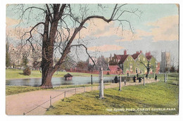 Postcard, Ipswich, Christchurch Park, The Round Pond, Footpath, House, People, 1904. - Ipswich