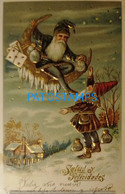 192146 ART ARTE EMBOSSED MOON TWO GNOME WITH BAG OF MONEY POSTAL POSTCARD - Non Classés