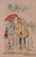 CPA Illustrateur - Roger Levasseur - Le Fils Du Boucher - Amies Sous La Pluie - Humour - R Hamel Paris - Levasseur, Roger