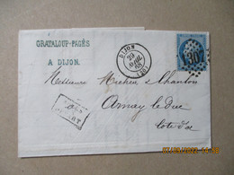 G C  Gros Chiffre Dijon 1307 Apres Le Depart Timbre Empire - 1849-1876: Periodo Classico