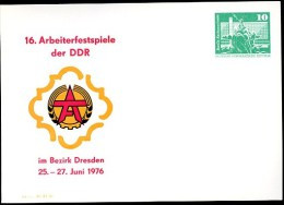 DDR PP16 D2/016 Privat-Postkarte ARBEITERFESTSPIELE Dresden 1976  NGK 3,00 € - Privatpostkarten - Ungebraucht