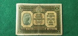 Italia Cassa Veneta 1918 2 Lire - Occupazione Austriaca Di Venezia