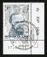 MONACO (2021) Bicentenaire De Fiodor Dostoïevski, Fyodor Dostoevsky, Novelist, écrivain - Coin Daté - Oblitérés