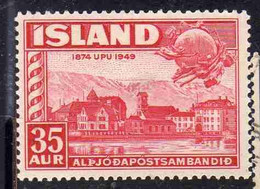 ISLANDA ICELAND ISLANDE 1949 UPU 75th ANNIVERSARY VIEW OF REYKJIAVIK 35a  MNH - Nuevos