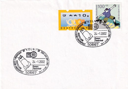 Germany 2002 Cover: Roller Skating Stamp; Olympic Games 2002 New Discipline - Women Bobsleigh; Frama Label - Winter 2002: Salt Lake City