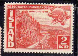 ISLANDA ICELAND ISLANDE 1949 UPU 75th ANNIVERSARY THINGVELLIR ROAD 2k MNH - Unused Stamps