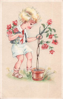 Lot De 3 CP Illustrateur Non Signé - Petit Garçon Avec Des Fleurs - Rosier - Bouquet - Illustration Enfantine - Ohne Zuordnung