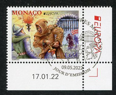 MONACO (2022) EUROPA 2022 Mythes Et Histoires, François Grimaldi Malizia - Coin Daté - Used Stamps