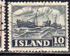 ISLANDA ICELAND ISLANDE 1950 1954 TRAWLER 10a USED USATO OBLITERE' - Usados
