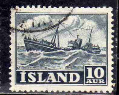 ISLANDA ICELAND ISLANDE 1950 1954 TRAWLER 10a USED USATO OBLITERE' - Oblitérés