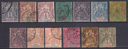 COTE D'IVOIRE - 1892 - GROUPE - SERIE COMPLETE YVERT N° 1/13 OBLITERE (N°12 DEFECTUEUX)  - COTE = 310 EUR. - - Gebruikt