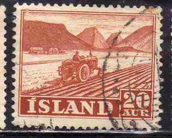 ISLANDA ICELAND ISLANDE 1950 1954 TRACTOR PLOWING 20a USED USATO OBLITERE' - Oblitérés