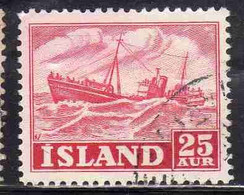 ISLANDA ICELAND ISLANDE 1950 1954 TRAWLER 25a USED USATO OBLITERE' - Usados