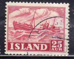 ISLANDA ICELAND ISLANDE 1950 1954 TRAWLER 25a USED USATO OBLITERE' - Used Stamps