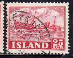 ISLANDA ICELAND ISLANDE 1950 1954 TRAWLER 25a USED USATO OBLITERE' - Gebruikt