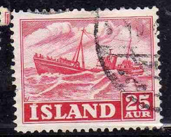 ISLANDA ICELAND ISLANDE 1950 1954 TRAWLER 25a USED USATO OBLITERE' - Used Stamps