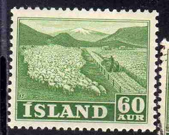 ISLANDA ICELAND ISLANDE 1950 1954 FLOCK OF SHEEP 60a MNH - Nuevos