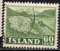 ISLANDA ICELAND ISLANDE 1950 1954 FLOCK OF SHEEP 60a USED USATO OBLITERE' - Used Stamps