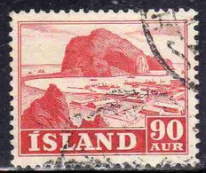 ISLANDA ICELAND ISLANDE 1950 1954 VESTMANNAEYJAR HARBOR 90a USED USATO OBLITERE' - Oblitérés