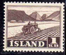 ISLANDA ICELAND ISLANDE 1950 1954 TRACTOR PLOWING 1k MNH - Nuevos