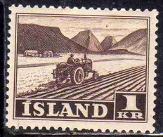 ISLANDA ICELAND ISLANDE 1950 1954 TRACTOR PLOWING 1k MH - Neufs