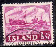 ISLANDA ICELAND ISLANDE 1950 1954 1952 TRAWLER 1.25k USED USATO OBLITERE' - Used Stamps