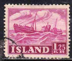 ISLANDA ICELAND ISLANDE 1950 1954 1952 TRAWLER 1.25k USED USATO OBLITERE' - Gebraucht