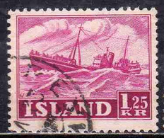 ISLANDA ICELAND ISLANDE 1950 1954 1952 TRAWLER 1.25k USED USATO OBLITERE' - Used Stamps