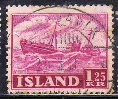 ISLANDA ICELAND ISLANDE 1950 1954 1952 TRAWLER 1.25k USED USATO OBLITERE' - Gebraucht