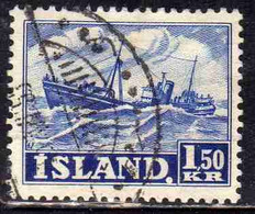 ISLANDA ICELAND ISLANDE 1950 1954 TRAWLER 1.50k USED USATO OBLITERE' - Gebruikt