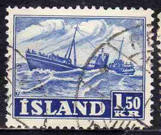 ISLANDA ICELAND ISLANDE 1950 1954 TRAWLER 1.50k USED USATO OBLITERE' - Usados