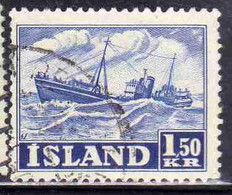 ISLANDA ICELAND ISLANDE 1950 1954 TRAWLER 1.50k USED USATO OBLITERE' - Gebruikt