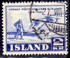 ISLANDA ICELAND ISLANDE 1951 ISLAND'S POSTALE SERIVICE 175 ANNIVERSARY 2k USED USATO OBLITERE' - Oblitérés