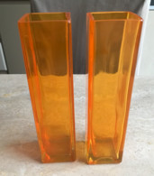 Lot De 2 Vases Soliflore "Ikea" Oranges - Hauteur : 21 Cm - Vasen