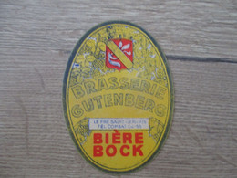 PUBLICITE ETIQUETTE BIERE BOCK BRASSERIE GUTENBERG  PRE ST GERVAIS - Alcools