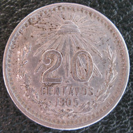 Mexique. 20 Centavos 1905 M , Argent  . KM# 435 .SUPERBE - México