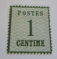 ALSACE LORRAINE N°1 1c Vert-Bronze NEUF(*) Signé CALVES - Neufs