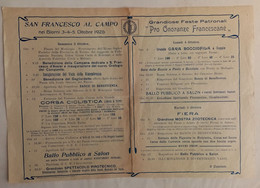 17826 " SAN FRANCESCO AL CAMPO-NEI GIORNI 3-4-5-OTTOBRE 1926-GRANDIOSI FESTE PATRONALI-PRO ONORANZE FRANCESCANE " - Programmi