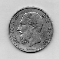 Monnaie Belgique Léopold II  5F Argent 1873 - 5 Francs