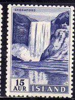 ISLANDA ICELAND ISLANDE 1956 WATERFALLS SKOGA FALLS 15a  MH - Neufs